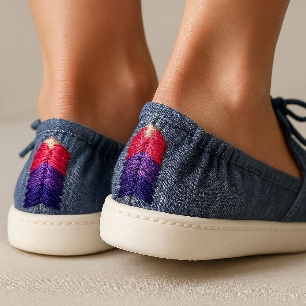 Rare Time & Tru Womens 9‎ Memory Foam Insole Denim Genderfluid Pride Flag Colors
